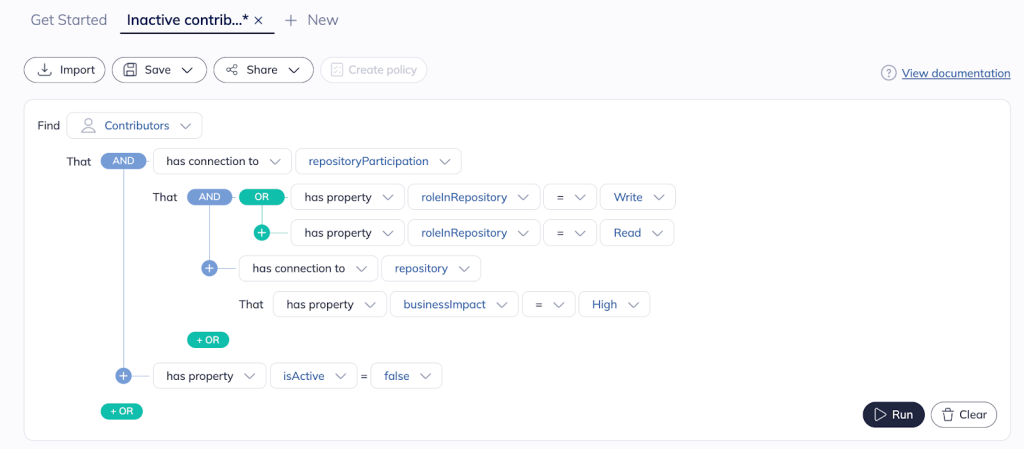 inactive contributors in Apiiro Explorer query